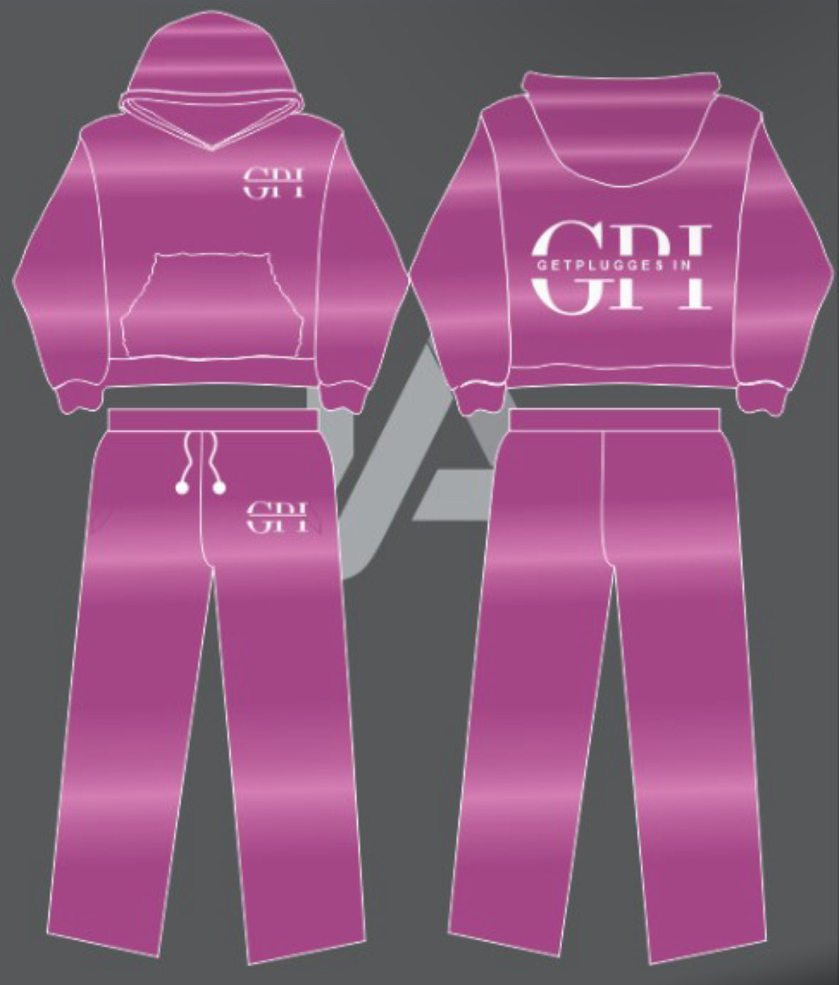 Adults Oversized Acid Washed GetPluggedIn Hoodies Sets