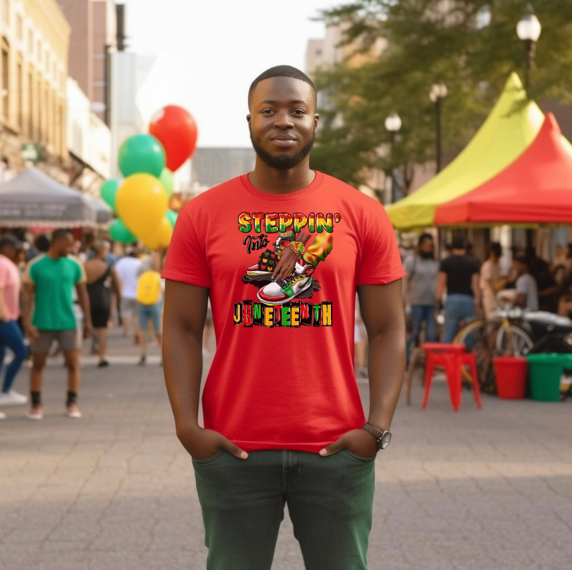 Steppin Into Juneteenth with matching sneakers Shirts