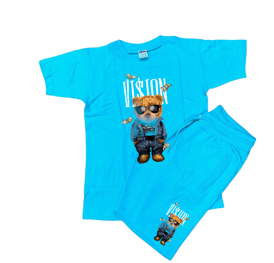 Vision Bear Get Plugged In Cotton Short Sets