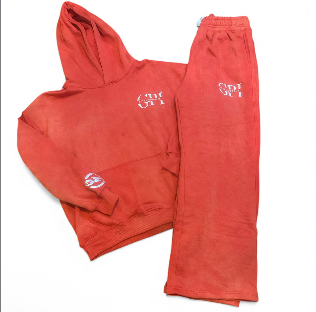 Adults Oversized Acid Washed GetPluggedIn Hoodies Sets