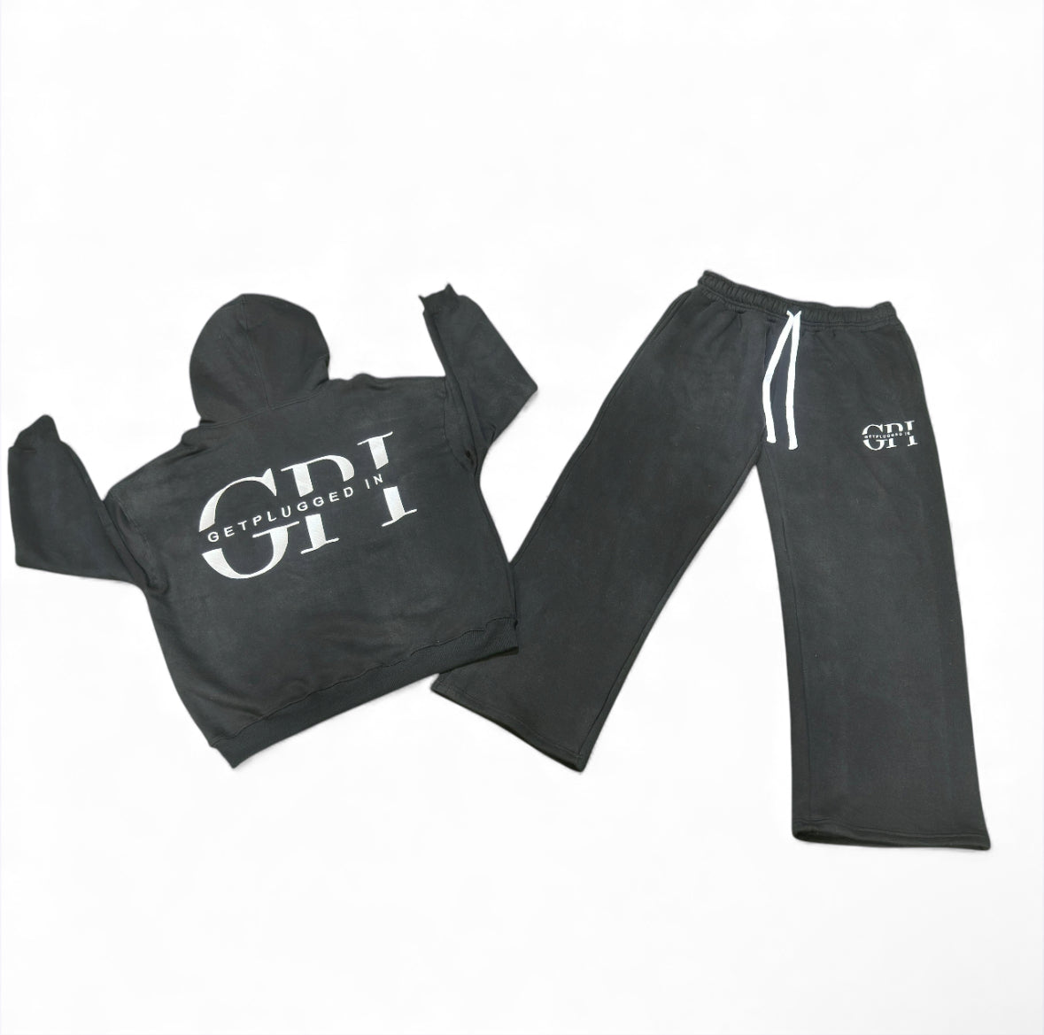 Adults Oversized Acid Washed GetPluggedIn Hoodies Sets