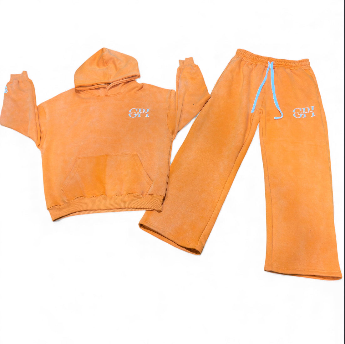 Adults Oversized Acid Washed GetPluggedIn Hoodies Sets