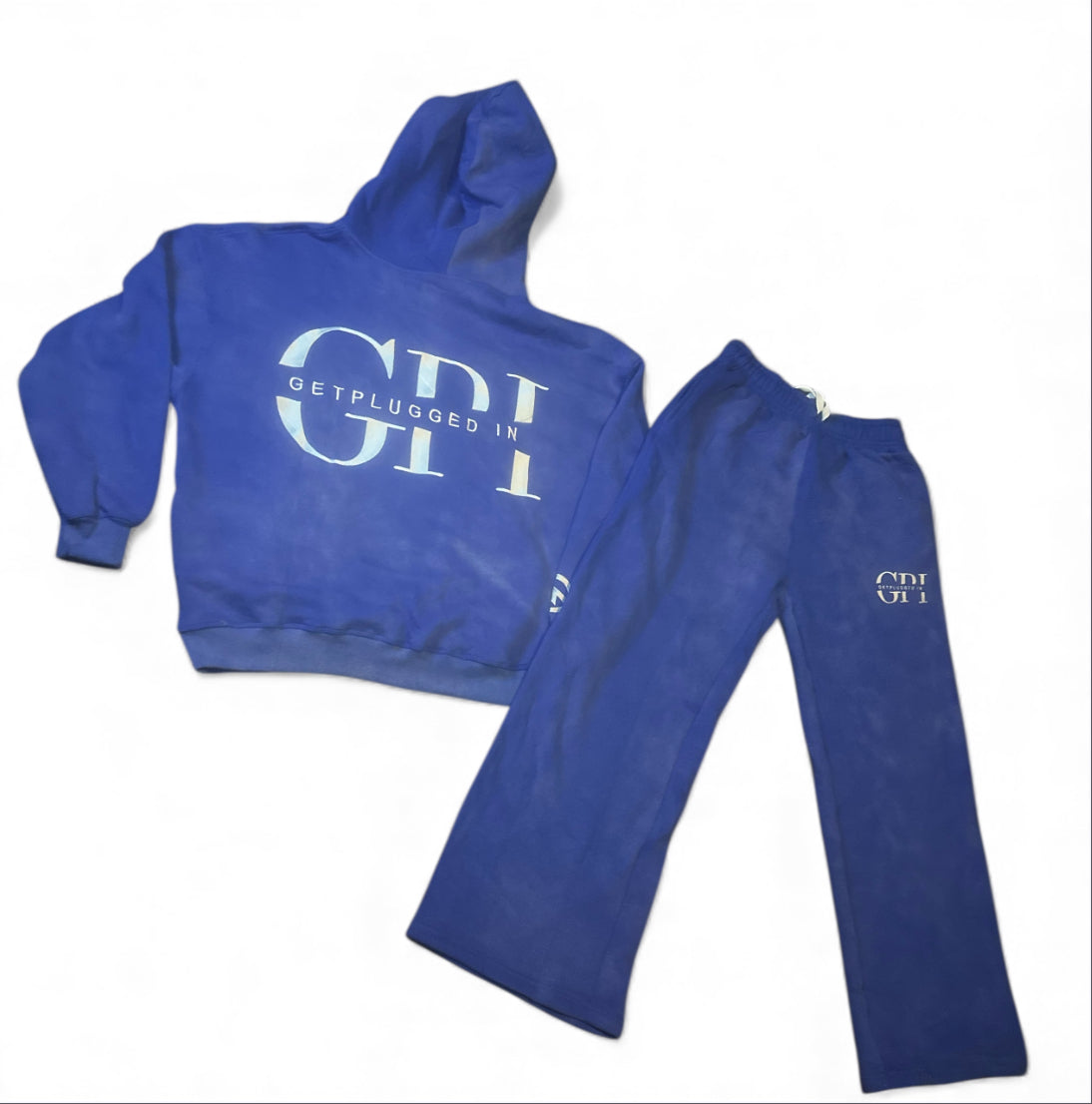 Adults Oversized Acid Washed GetPluggedIn Hoodies Sets