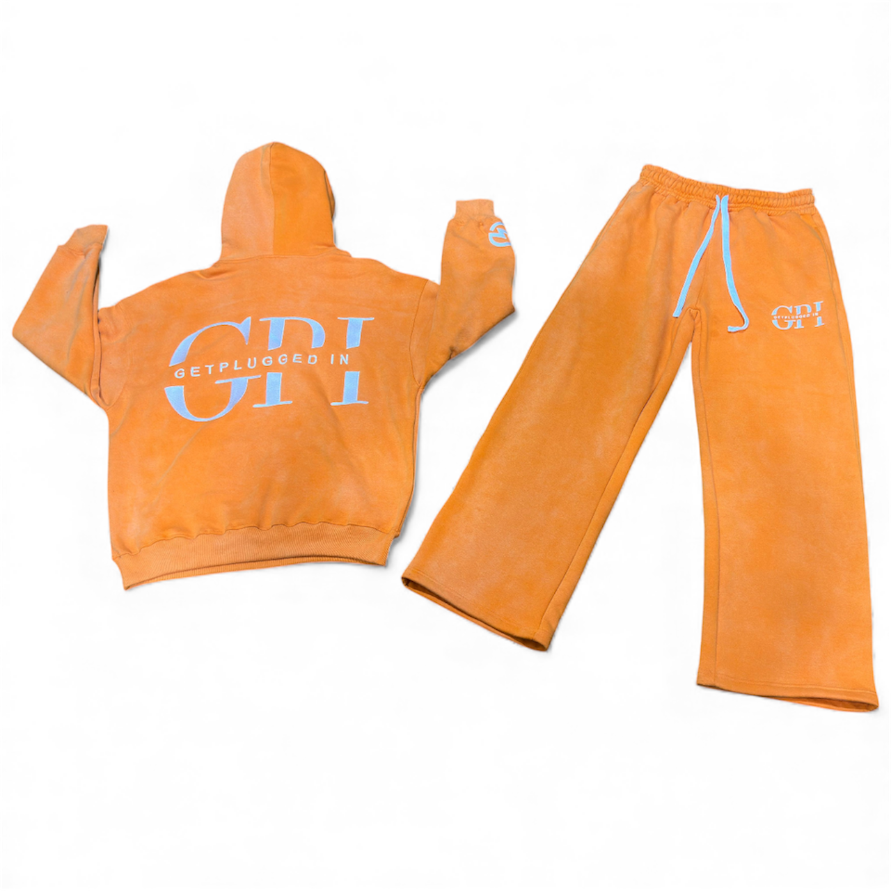 Adults Oversized Acid Washed GetPluggedIn Hoodies Sets