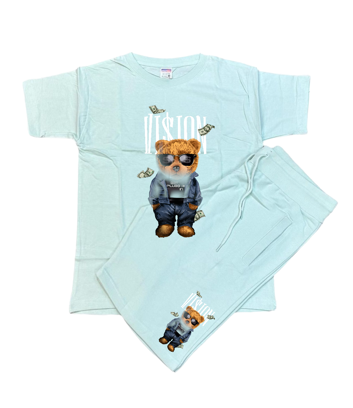 Vision Bear Get Plugged In Cotton Short Sets