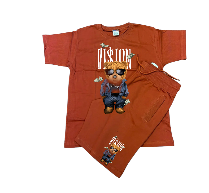 Vision Bear Get Plugged In Cotton Short Sets