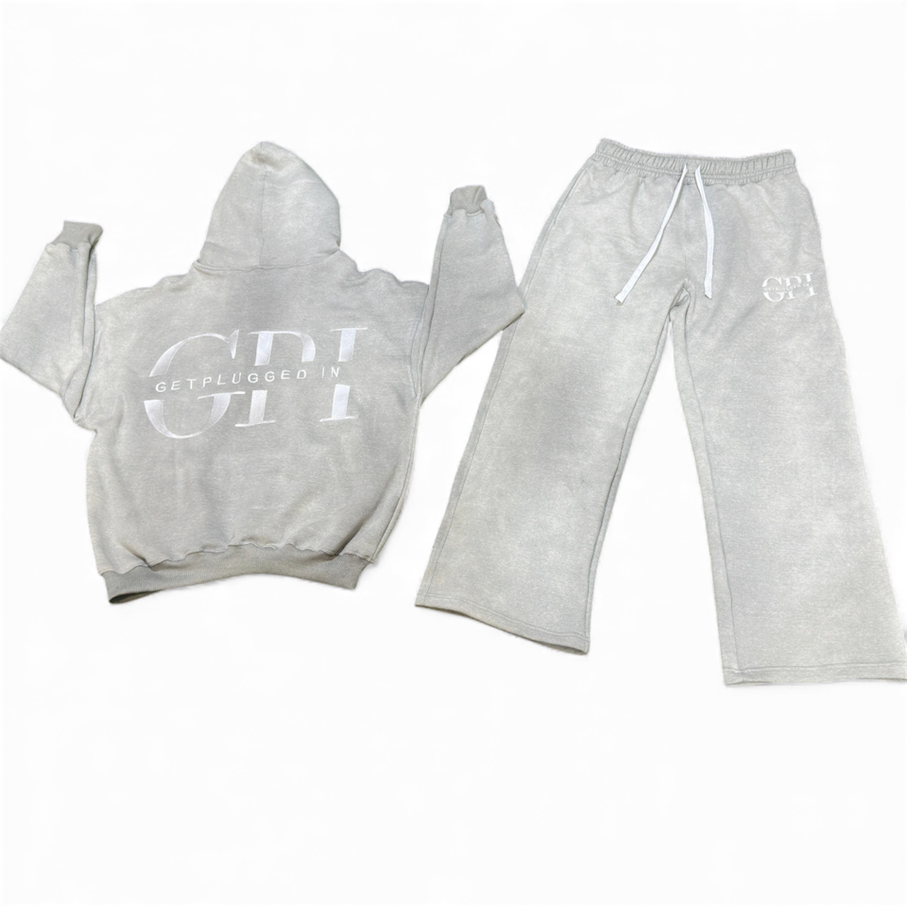 Adults Oversized Acid Washed GetPluggedIn Hoodies Sets
