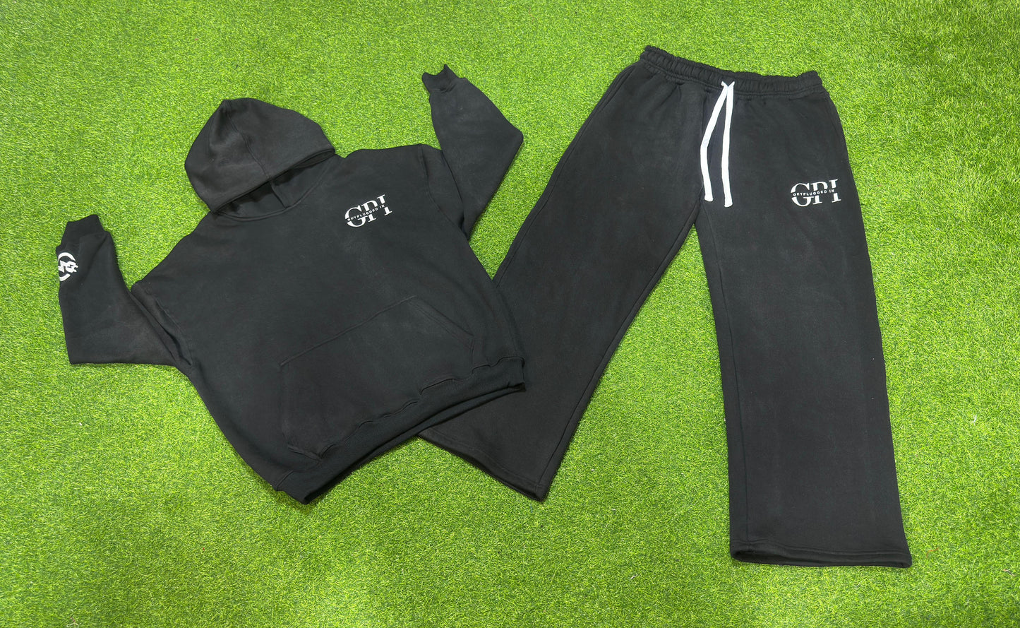 Adults Oversized Acid Washed GetPluggedIn Hoodies Sets